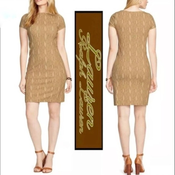 Ralph Lauren Python Snakeskin Ponte Sheath Dress - Picture 7 of 8